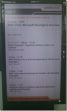 After the announcement of Silverlight 4, my talk appeared on the big board!